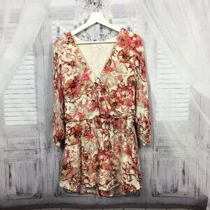 Honey Belle Romper Pink Floral Long Sleeve L